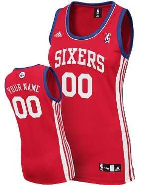 Women's Customized Philadelphia 76ers Red Jersey-0